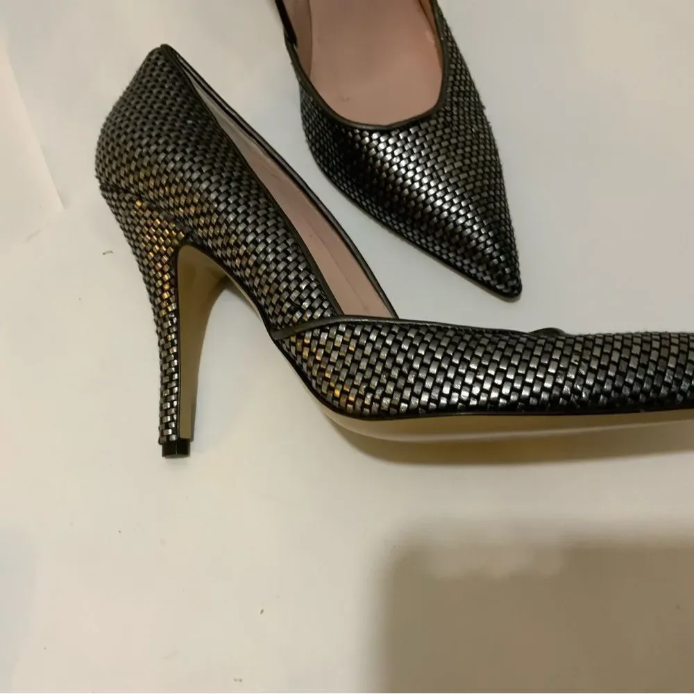 NWOB Kate Spade textured metallic woven heel 8.5 B